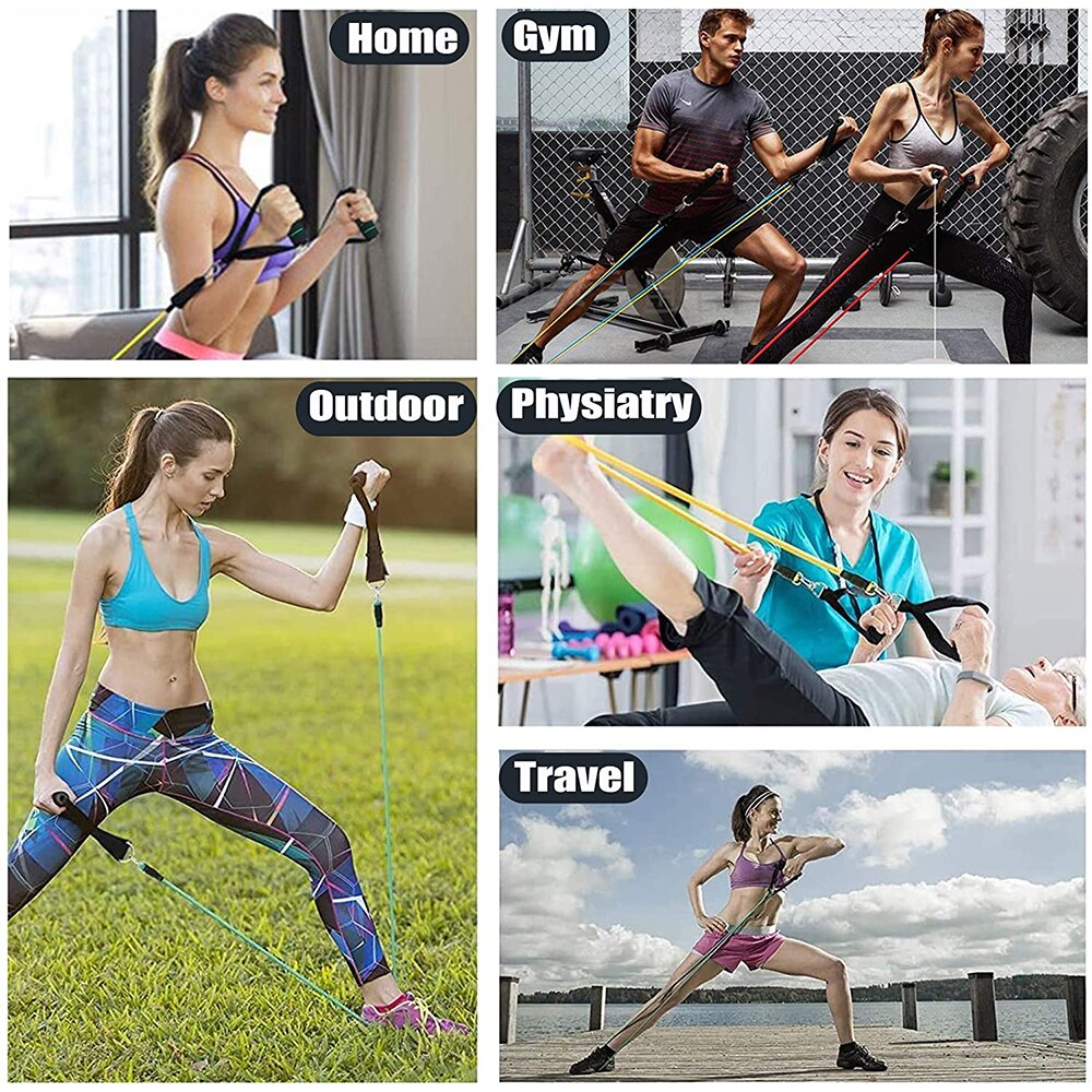 11pc Resistance Band Crossfit Resistance Band Set 11 Piece Pull Rope Fitness Body Building Equipment Fit Equip Training Exercise