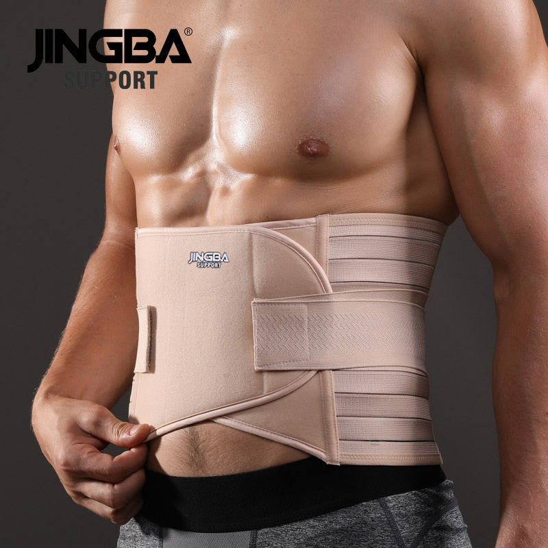 JINGBA SUPPORT Men Waist Trainer Support Sauna Suit Modeling Body Shaper Belt Weight Loss Cincher Slim Faja Gym Workout Corset