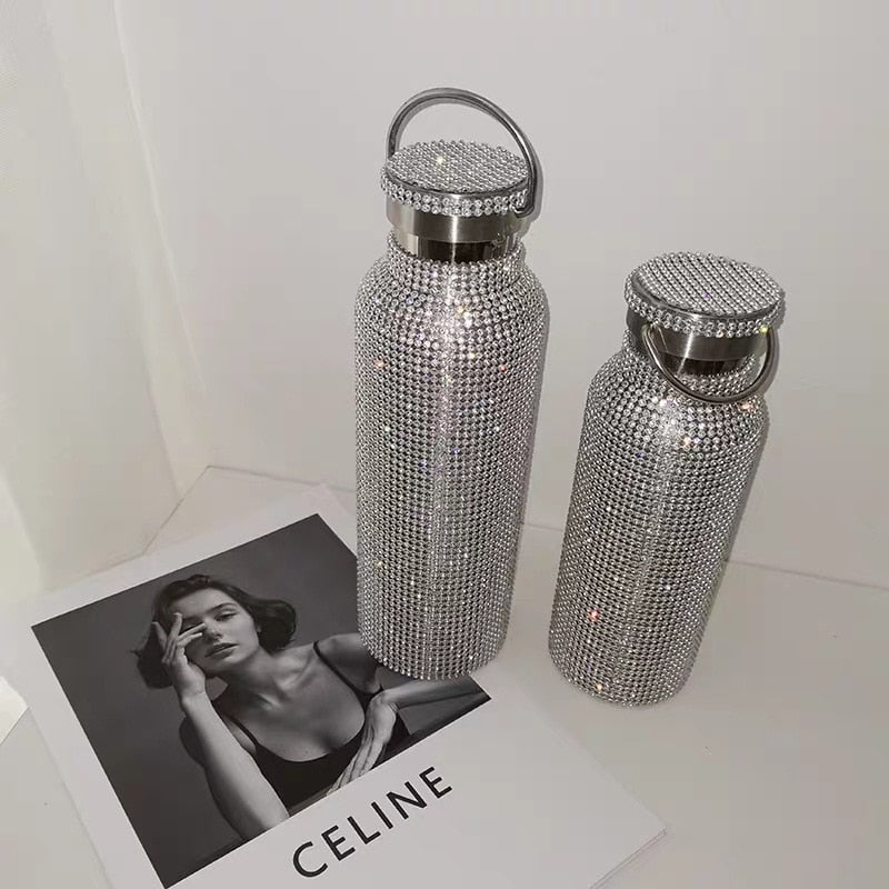 Diamond Thermos Vacuum Flask Bling Hot Water Thermos Stainless Steel Thermos Bottle Sparkling Large Insulated Bottle Coffee Mug