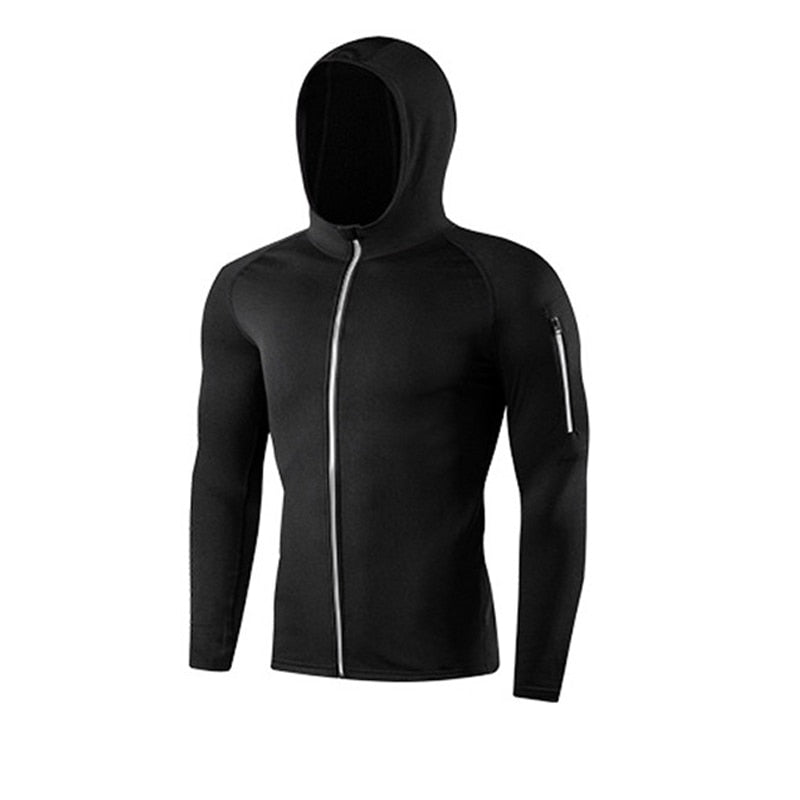 Men Running Workout Jacket Autumn Fitness Equipment Training Zipper Coat Sportswear Long Sleeve Jogging Sweatshirt Gym Clothing