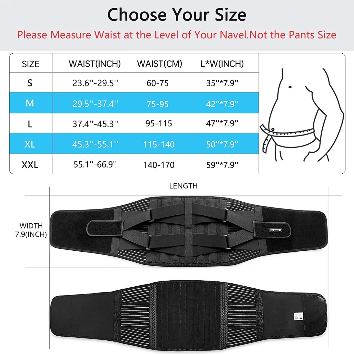 Lower Back Brace with 6 Stays Anti-skid Orthopedic lumbar Support Breathable Waist Support Belt for Men Women Gym Pain Relief