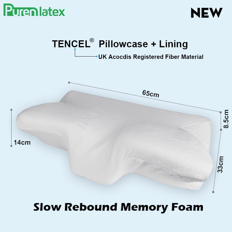 Purenlatex Contour Orthopedic Pillow Memory Foam Cervical 14cm Pillow Neck Pain Remedial Pillow for Side Back Stomach Sleepers