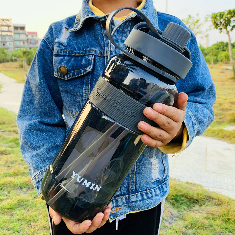 Water Bottle Large Capacity 1L2L 3L Super Large Straw Cup Portable Dinkware Plastic Space Cup Drink Bottle Outdoor Sports Kettle