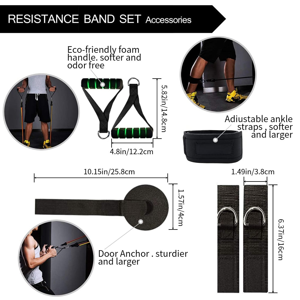 11pc Resistance Band Crossfit Resistance Band Set 11 Piece Pull Rope Fitness Body Building Equipment Fit Equip Training Exercise