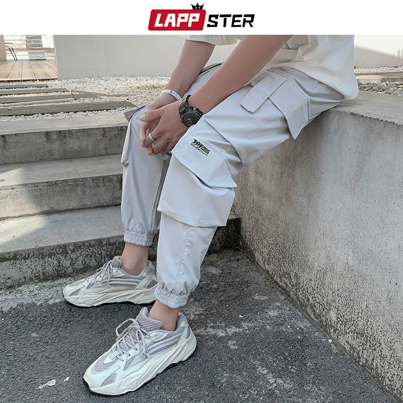 LAPPSTER Men Japanese Streetwear Cargo Pants 2022 Overalls Mens Pockets Hip Hop Joggers Pants Black Fashions Sweatpants 5XL