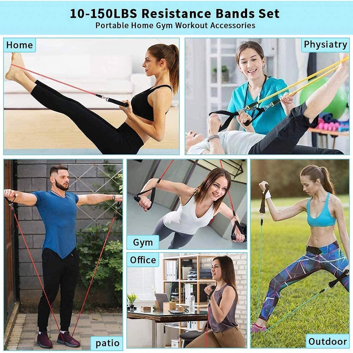 200lb Fitness Resistance Bands Set 11/17pcs Exercise Workout Band Gym Equipment for Home Bodybuilding Training Physical Therapy