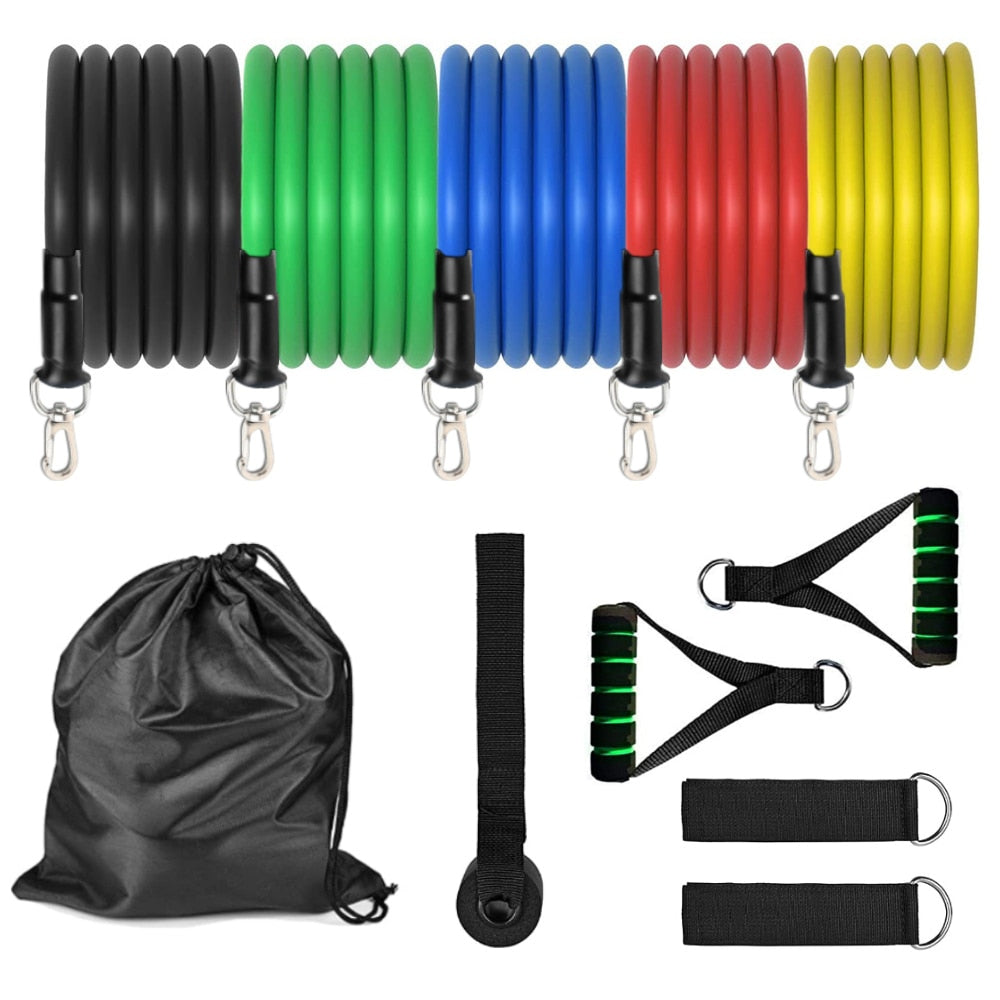 11pc Resistance Band Crossfit Resistance Band Set 11 Piece Pull Rope Fitness Body Building Equipment Fit Equip Training Exercise