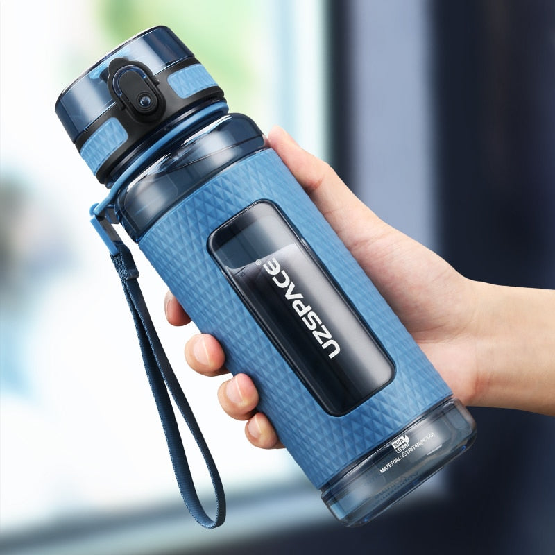 UZSPACE Sports Water Bottles Gym Leak-proof Drop-proof Portable Shaker Outdoor Travel Kettle Plastic Drink Water Bottle BPA Free