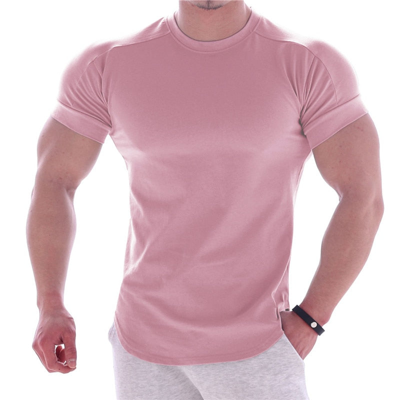 2023 Summer Sports t shirt Men Gyms Fitness Short sleeve T-shirt Male quick-dry Bodybuilding Workout Tees Tops Men clothing