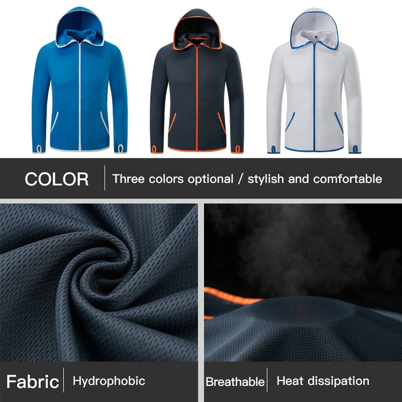 Ice silk Water Repellent Fishing Men Clothes Tech Hydrophobic Clothing Brand Listing kleding Outdoor Camping Hooded Jackets