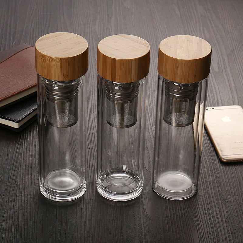 Travel Drinkware Portable Double Wall Glass Tea Bottle Tea Infuser Glass Tumbler Stainless Steel Filters The Tea Filter