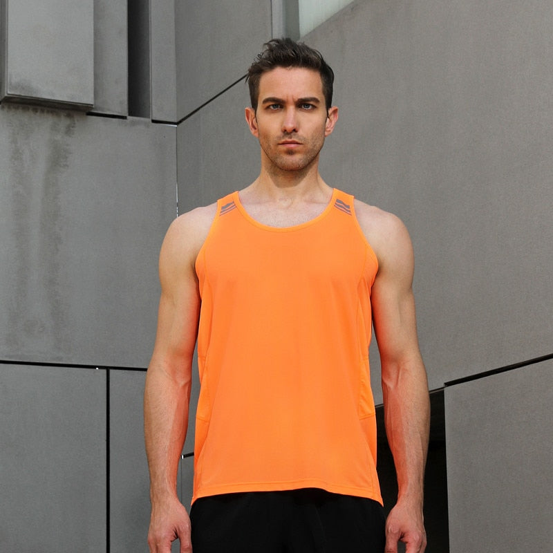 Men Running Vest Summer Mesh Tank Outdoor Gym Sleeveless XS-3XL 2021 Loose Sport Top Reflective New Workout Training Man Singlet