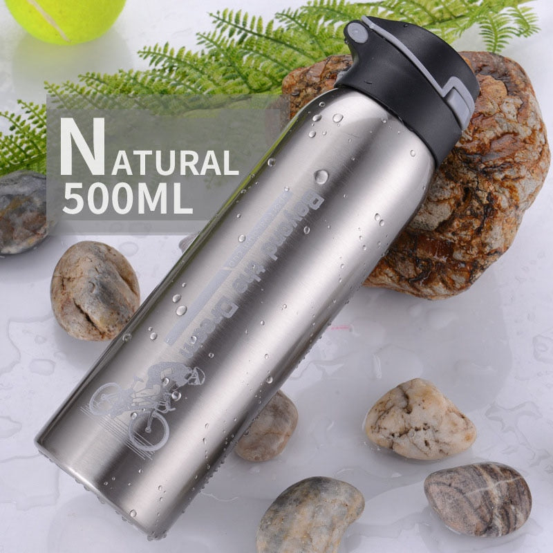 500ML Bike Water Bottle Mountain Bike Riding Bicycle Kettle Double Stainless Steel Thermos Cup Warm-keeping Jug Sports Outdoor