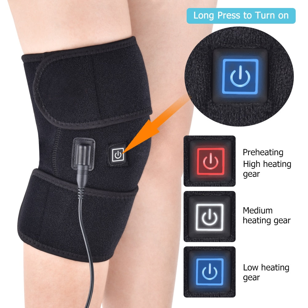 Heating Knee Massage Pad Brace Support Thermal Heat Therapy Wrap Hot Compress Massager Cramps Arthritis Pain Relief Health Gift