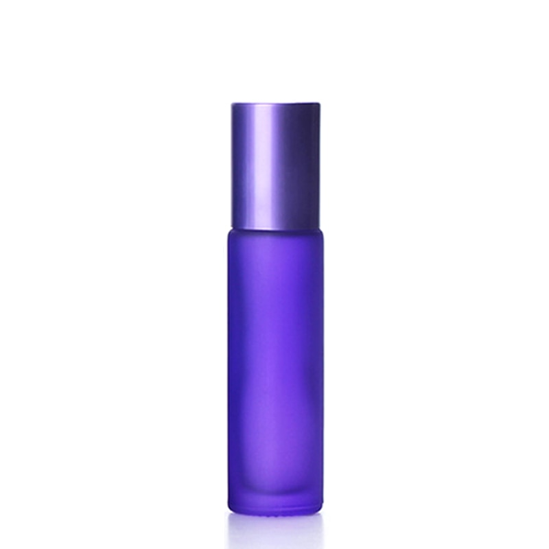 20pcs 10ml Portable Frosted Colorful Thick Glass Roller Essential Oil Perfume Vial Travel Refillable Rollerball Bottle