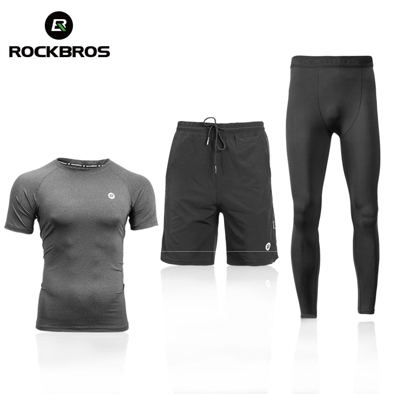 ROCKBROS Men&#39;s Sport Suits Running Sets Quick Dry Sweat-absorbent Sports Joggers Training Gym Fitness Tracksuits Running Sets