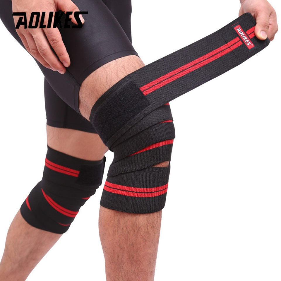 AOLIKES 1 Pair Knee Wraps Fitness Weight Lifting Sports Knee Bandages Squats Training Equipment Accessories for Gym