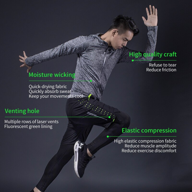 ROCKBROS Men&#39;s Sport Suits Running Sets Quick Dry Sweat-absorbent Sports Joggers Training Gym Fitness Tracksuits Running Sets