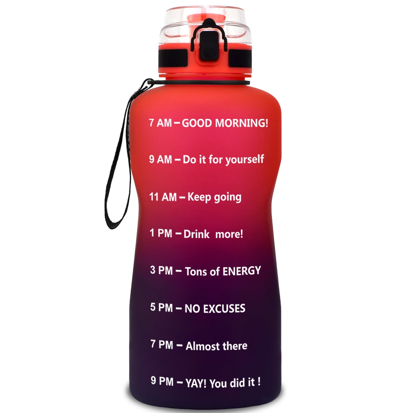 BuildLife 1.3L 2L 64oz Motivational Water Bottle with Time Marking Bpa Free Tritan Fitness Gym Jug Sport Plastic Drinking Filter