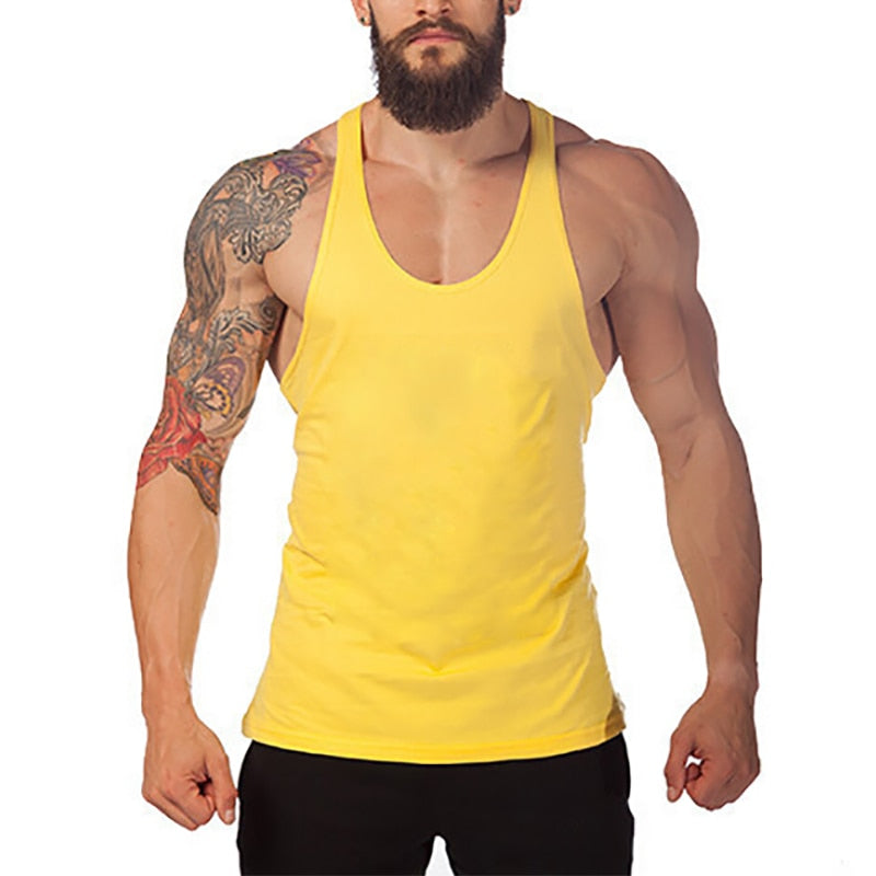 Brand Bodybuilding and Fitness Clothing Cotton sleeveless shirts tank top men Stringer Singlets mens Y back workout gym vest