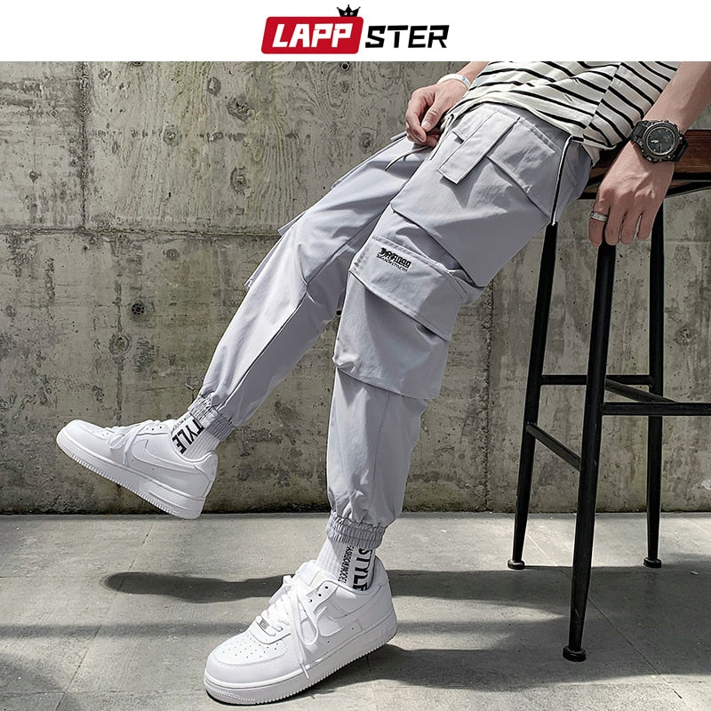 LAPPSTER Men Japanese Streetwear Cargo Pants 2022 Overalls Mens Pockets Hip Hop Joggers Pants Black Fashions Sweatpants 5XL