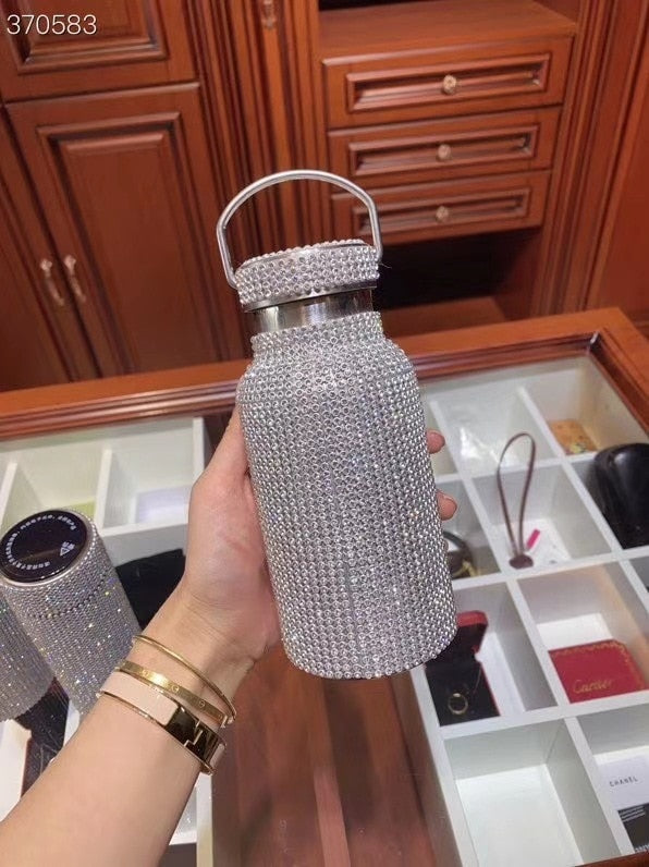 Diamond Thermos Vacuum Flask Bling Hot Water Thermos Stainless Steel Thermos Bottle Sparkling Large Insulated Bottle Coffee Mug