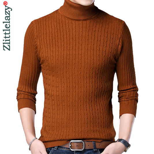 2022 New Casual Knitted Turtleneck Sweater Men Pullover Clothing Fashion Clothes Knit Winter Warm Mens Sweaters Pullovers 81332