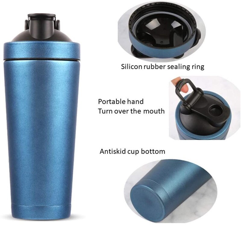 750ml gym sport portable water bottle stainless steel double wall vacuum insulated Protein Shaker water bottle