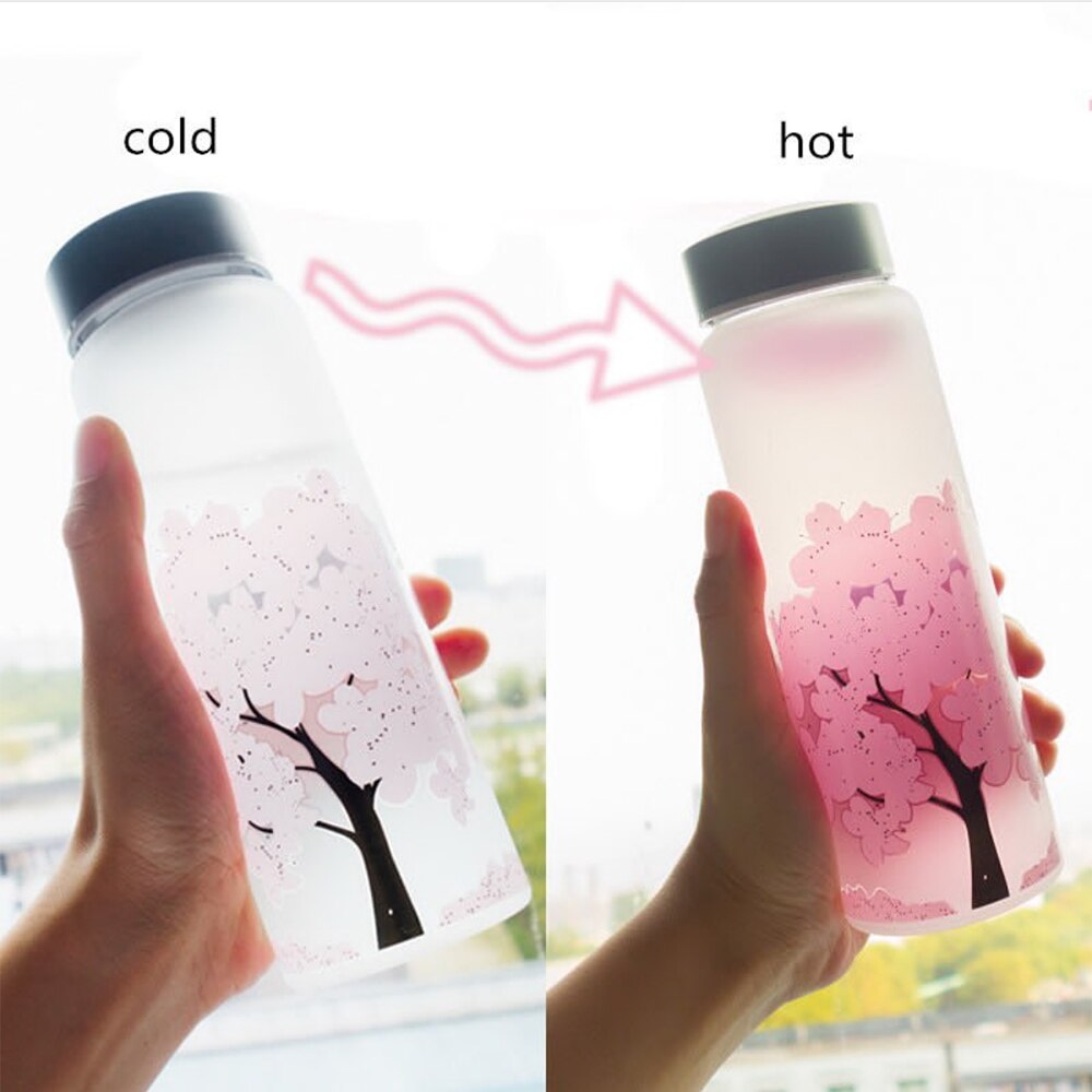 1000ML Kawaii Color Changing Sakura Bottle Cute Water Bottle With Protective Bag For Girl Student Fashion Sport Drinking Bottle