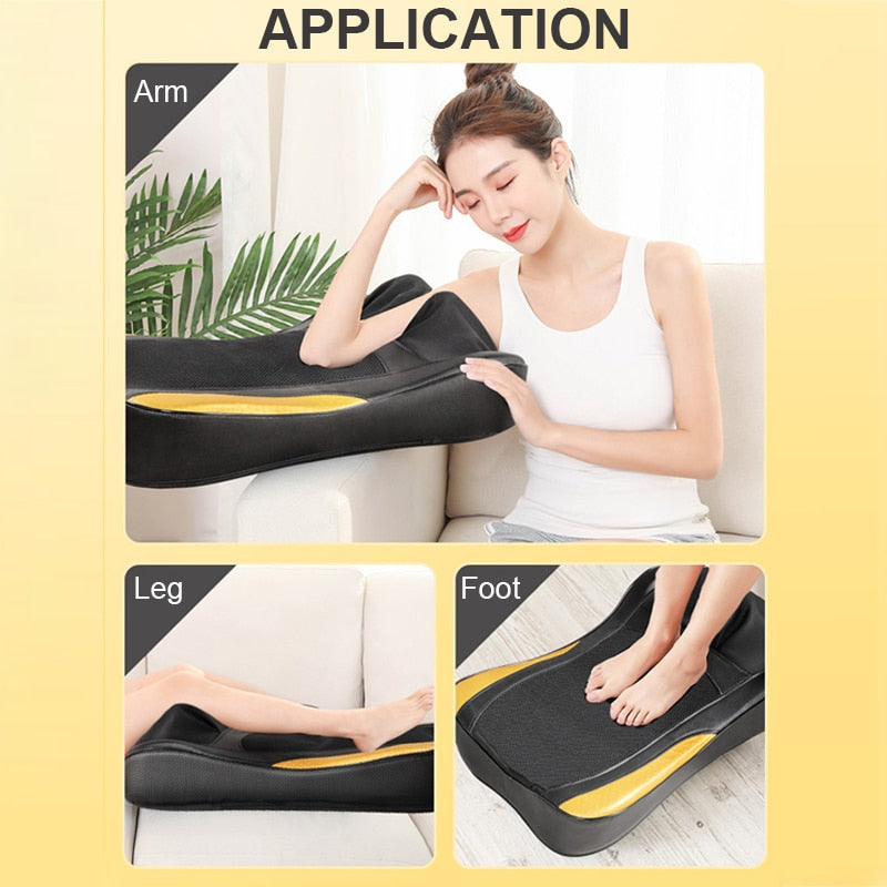 Multifunctional Electric Massage Cushion Neck Shoulder Waist Back Remote Control Deep Kneading Shiatsu Heating Pain Relieve Gift