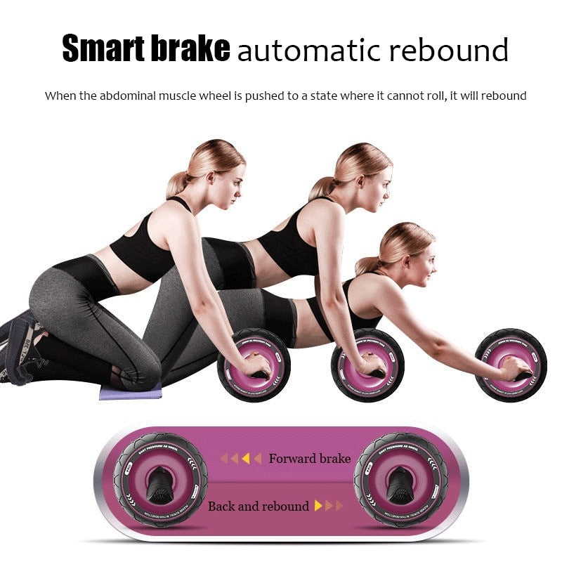 Silent Abdominal Muscle Trainer Ab Roller Abdominal Wheel Home Training Gym Fitness Equipment Roller Automatically Rebounds