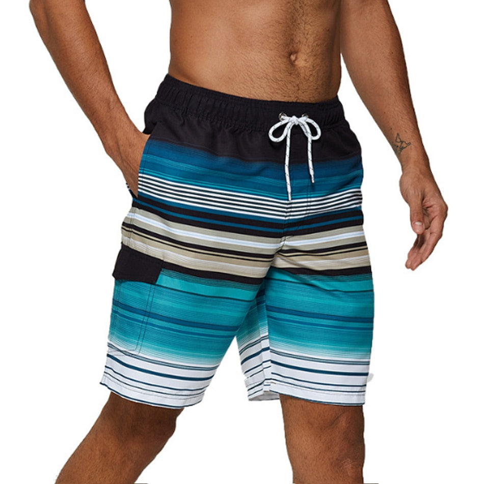 Men&#39;s Shorts Casual Cotton Workout Short Pants Drawstring Beach Shorts With Pockets Swim Trunks Stripe Plus size Beach Shorts