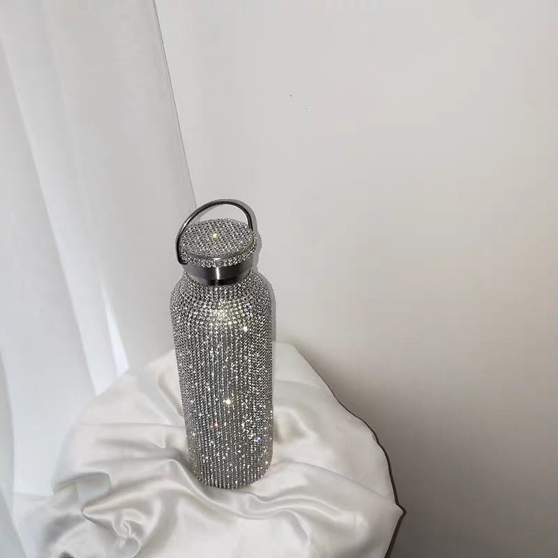 Diamond Thermos Vacuum Flask Bling Hot Water Thermos Stainless Steel Thermos Bottle Sparkling Large Insulated Bottle Coffee Mug