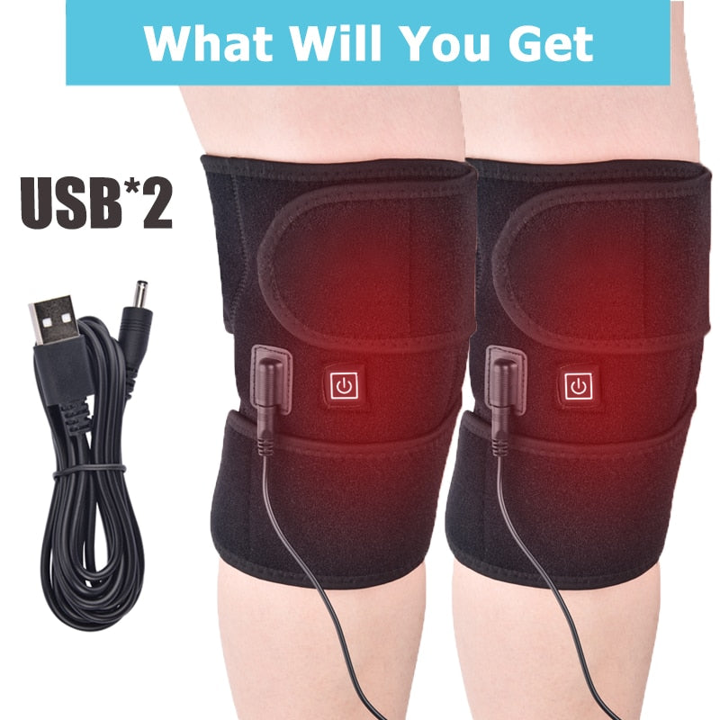 Heating Knee Massage Pad Brace Support Thermal Heat Therapy Wrap Hot Compress Massager Cramps Arthritis Pain Relief Health Gift