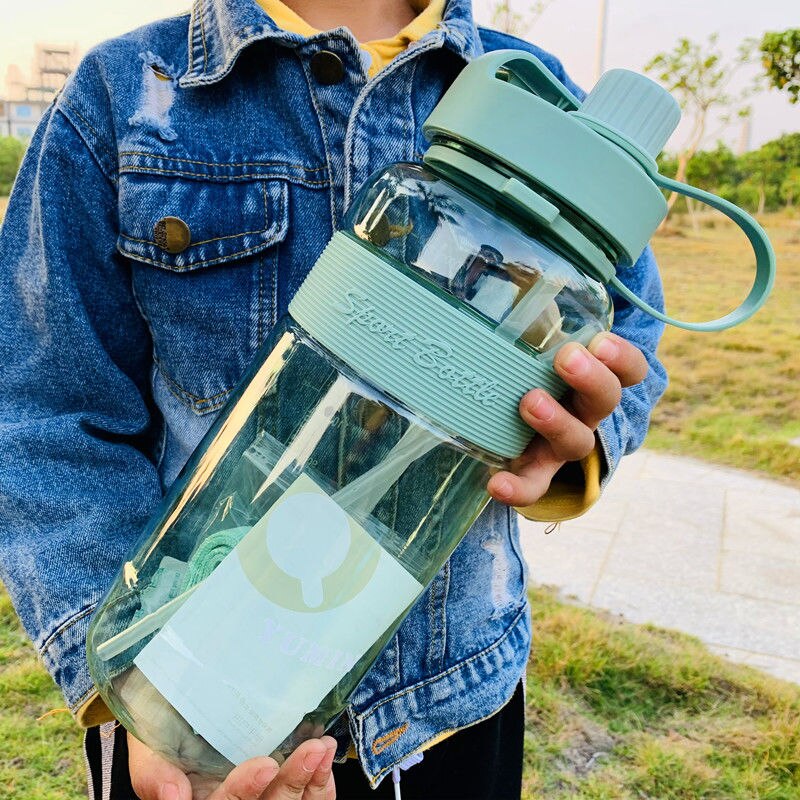 Water Bottle Large Capacity 1L2L 3L Super Large Straw Cup Portable Dinkware Plastic Space Cup Drink Bottle Outdoor Sports Kettle