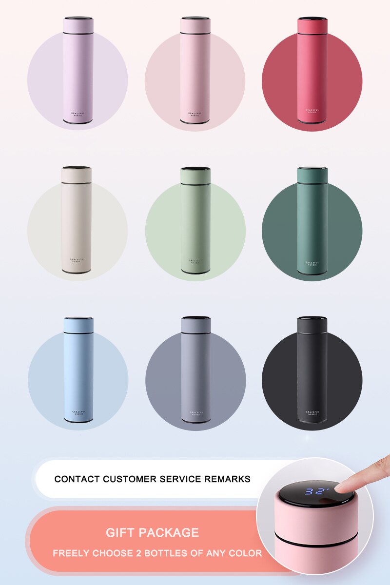 Customized stainless steel thermos bottle intelligent Water Cup LCD Touch Screen display temperature Thermos Bottle Office Home