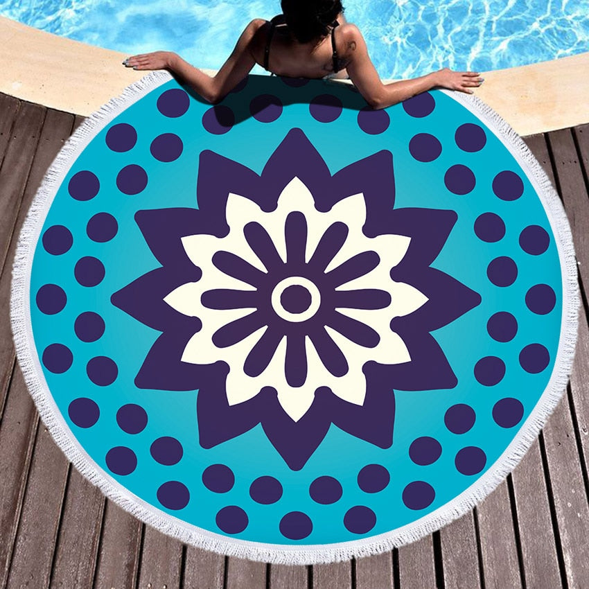 Mandala Geometric Round Beach Towel Tassels Bohemia Microfiber Bath Shower Towel For Adults Picnic Yoga Mat Blanket Cover Up