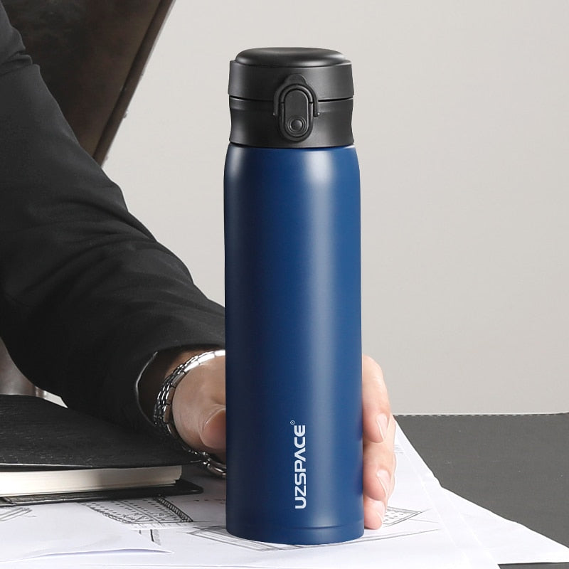 UZSPACE Business Sport Water Bottle Vacuum Flask Stainless Steel Thermos Direct Drink Leakproof Portable Car Tea Cup Coffee Mug