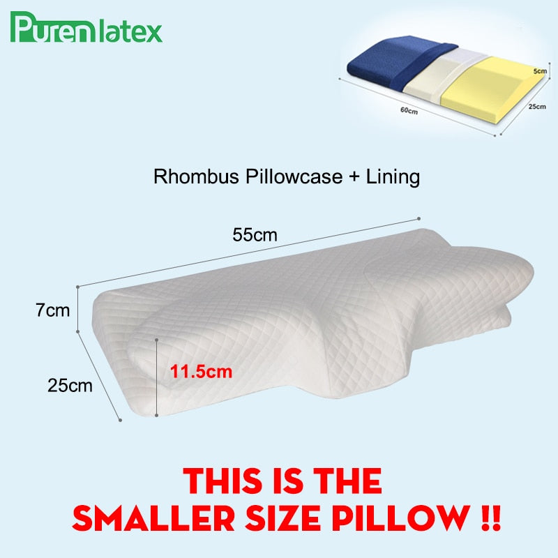 Purenlatex Contour Orthopedic Pillow Memory Foam Cervical 14cm Pillow Neck Pain Remedial Pillow for Side Back Stomach Sleepers