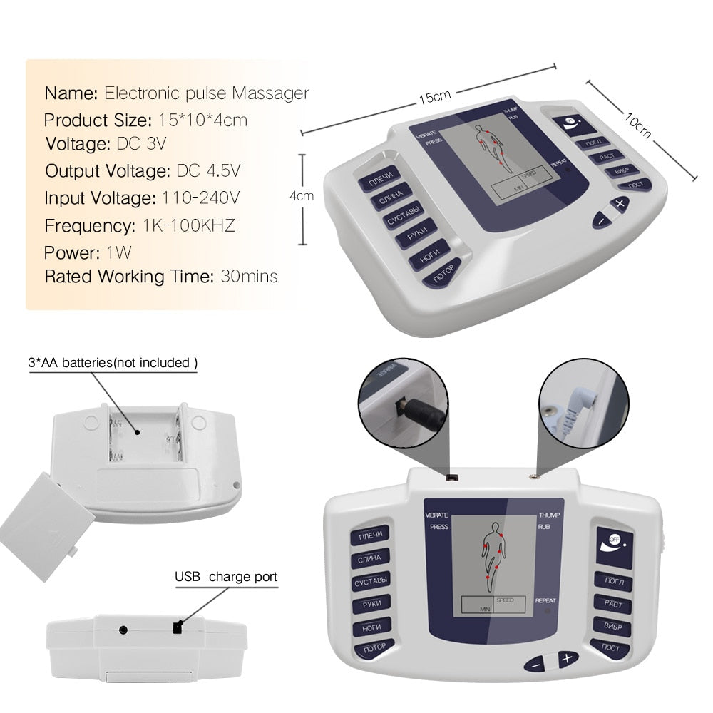 12 Button Tens Machine Physiotherapy EMS Muscle Stimulation Trainning Apparatus Electric Massager Pain Relief Home Use Devices