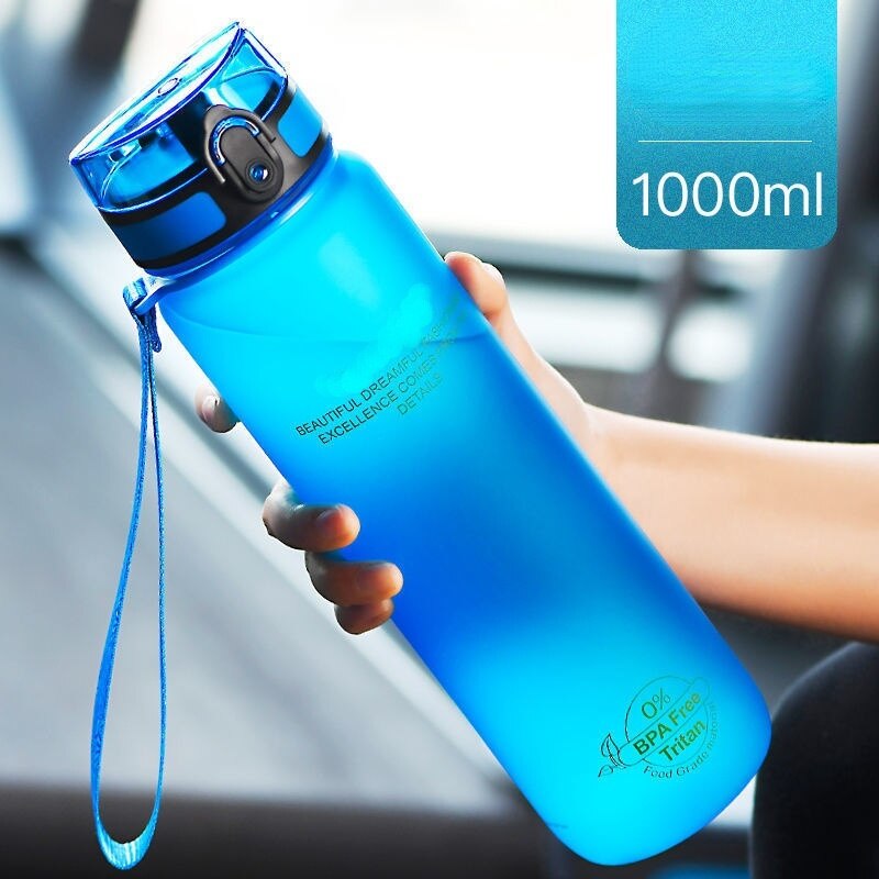 New 1000ml Sports Water Bottle BPA Free Portable Leak-proof Shaker bottle Plastic Drinkware Outdoor Tour Gym Free Shipping items