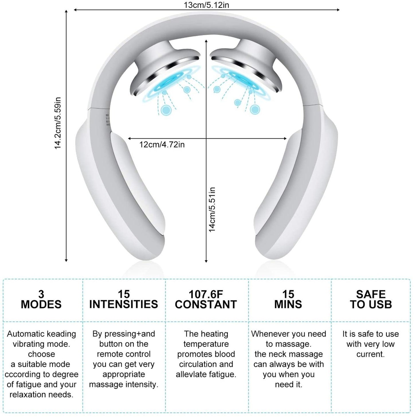 Smart Electric Neck Massager Far Infrared Heating Pain Relief Health Care Relaxation Cervical Vertebra Physiotherapy Massger