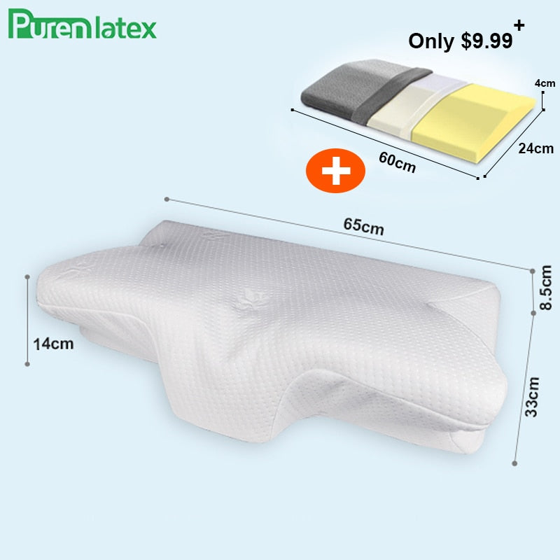 Purenlatex Contour Orthopedic Pillow Memory Foam Cervical 14cm Pillow Neck Pain Remedial Pillow for Side Back Stomach Sleepers