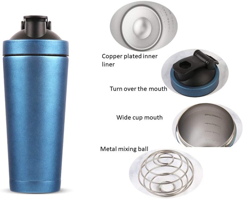 750ml gym sport portable water bottle stainless steel double wall vacuum insulated Protein Shaker water bottle