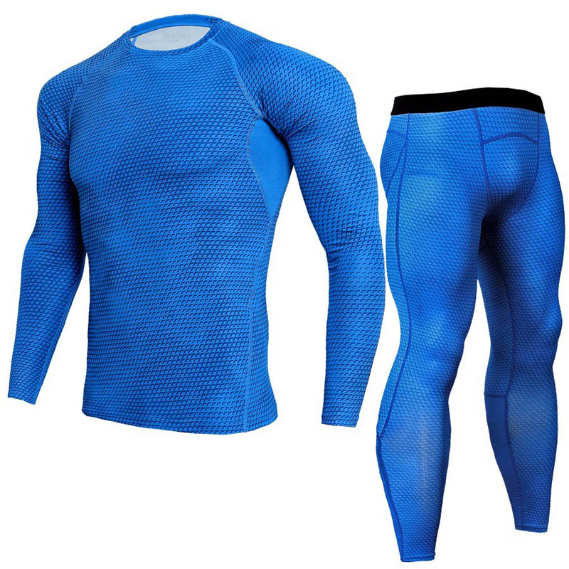 Jogging suit Men&#39;s Winter Outdoor Gym Thermal underwear Compression Tunning Tights Running Sports Tights Clothing 2 Piece set