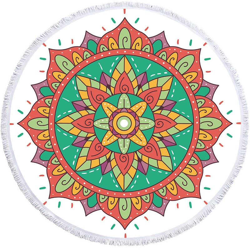 Mandala Geometric Round Beach Towel Tassels Bohemia Microfiber Bath Shower Towel For Adults Picnic Yoga Mat Blanket Cover Up