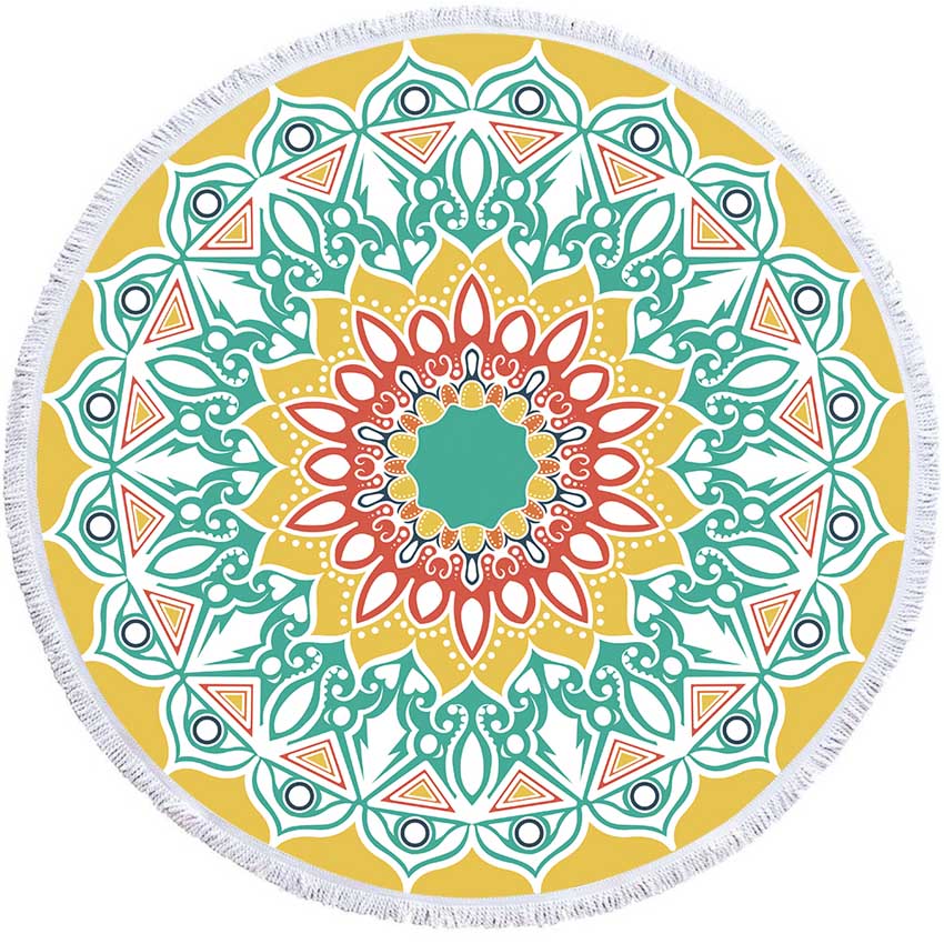 Mandala Geometric Round Beach Towel Tassels Bohemia Microfiber Bath Shower Towel For Adults Picnic Yoga Mat Blanket Cover Up