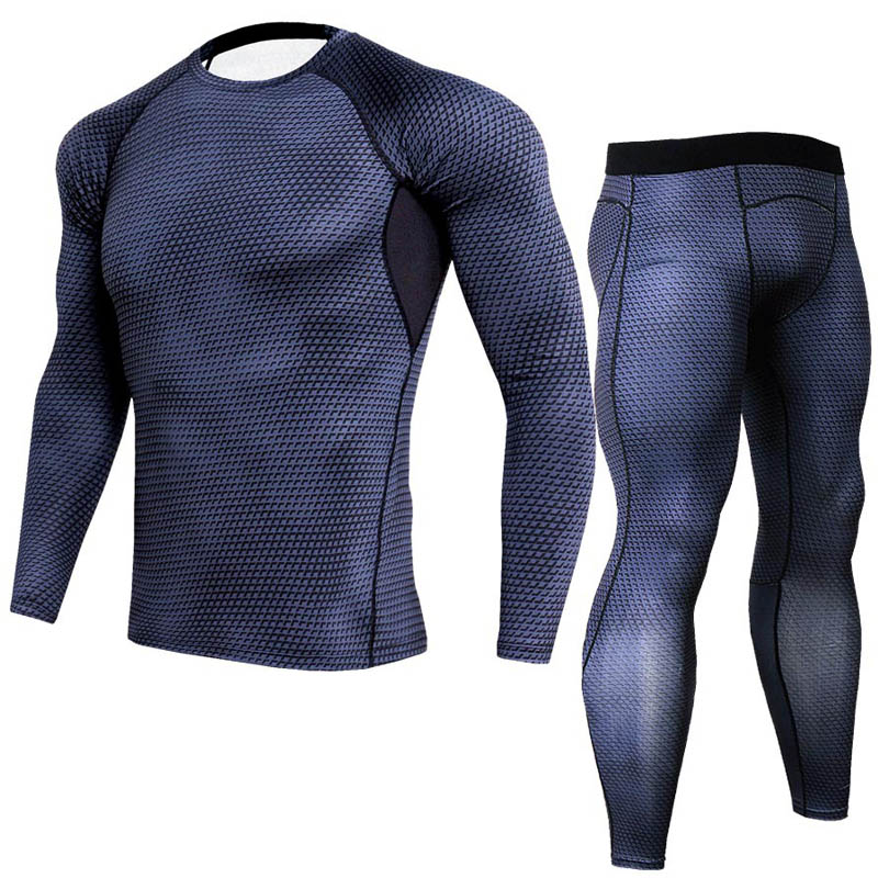 Jogging suit Men&#39;s Winter Outdoor Gym Thermal underwear Compression Tunning Tights Running Sports Tights Clothing 2 Piece set