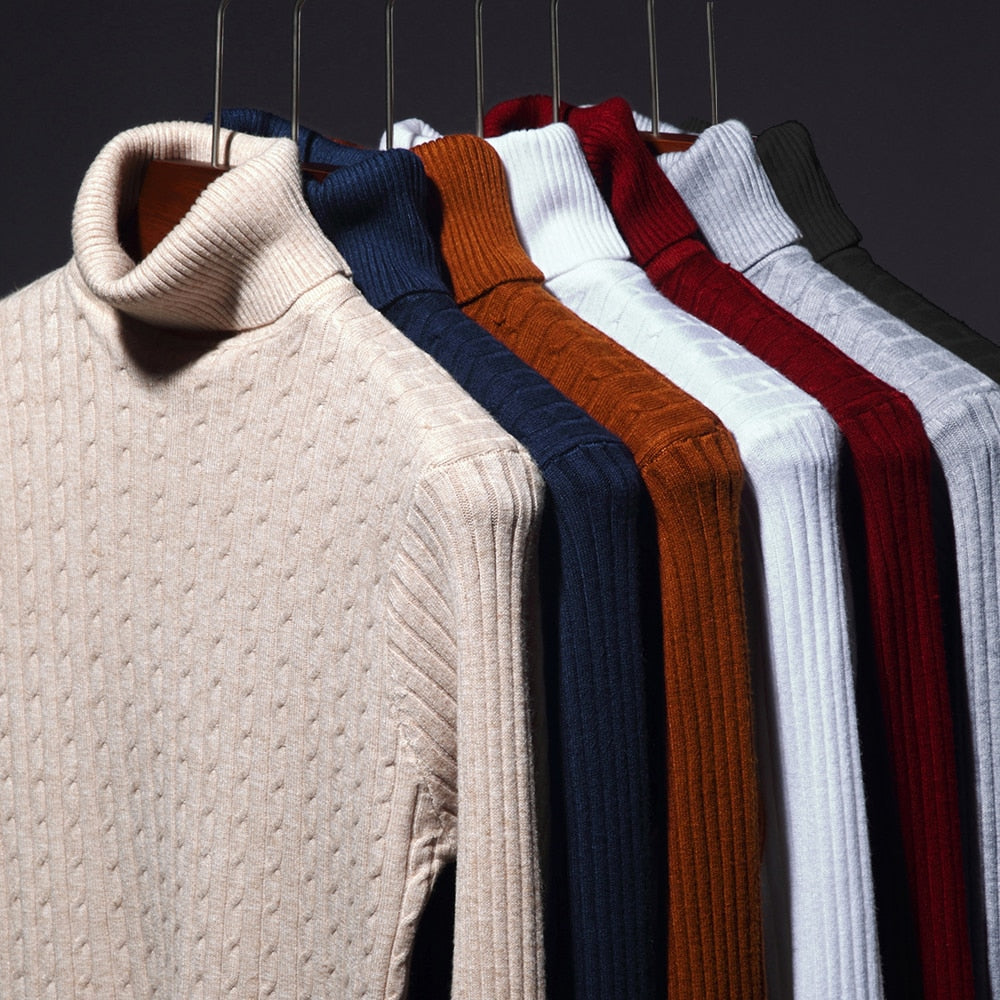 2022 New Casual Knitted Turtleneck Sweater Men Pullover Clothing Fashion Clothes Knit Winter Warm Mens Sweaters Pullovers 81332