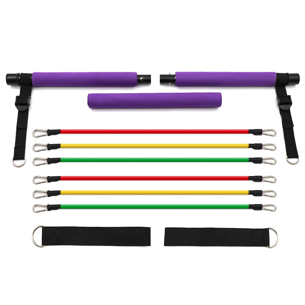 Adjustable Band Pilates Stick Suit Resistance Gym Exercise Muscle Power Tension Bar  Pilates Bar Home Work Out Fitness Equipment